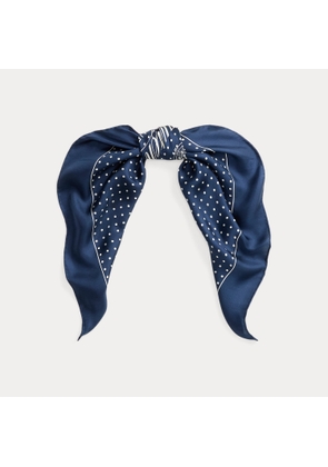 Polka-Dot Crest Silk Square Scarf