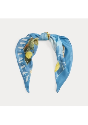 Landscape-Print Cotton-Silk Square Scarf