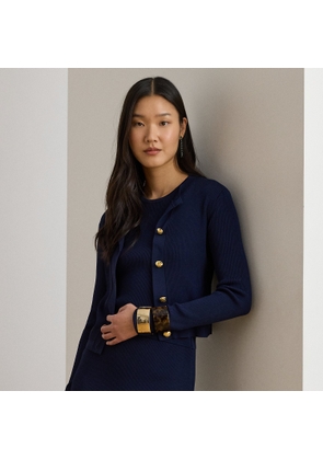 Rib-Knit Crewneck Cardigan