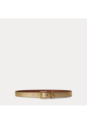 Logo-Keeper Metallic Leather Skinny Belt