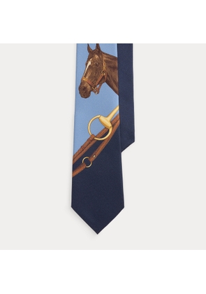 Equestrian-Print Silk Tie