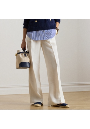 Linen-Blend Twill Wide-Leg Trousers