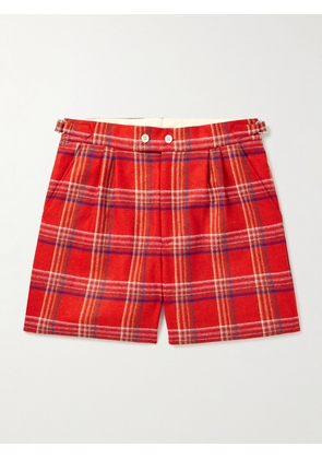 BODE - Gable Straight-Leg Pleated Checked Wool Shorts - Men - Red - UK/US 30