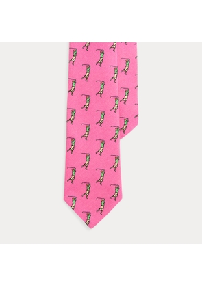 Golfer-Print Linen Tie