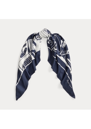 Automobile-Print Silk Square Scarf