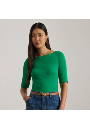 Stretch Cotton Boatneck T-Shirt