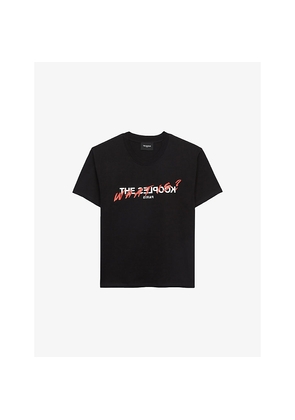 Womens The Kooples Logo-Print Cotton-Jersey T-Shirt