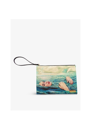 Womens Seletti Wears Toiletpaper Sea Girl Faux-Leather Pouch