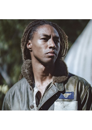 Shearling-Collar Leather Jacket