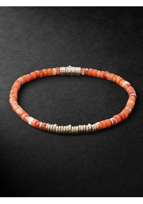 John Hardy - Heishi 14-Karat Gold, Sterling Silver and Shell Beaded Bracelet - Men - Orange - M