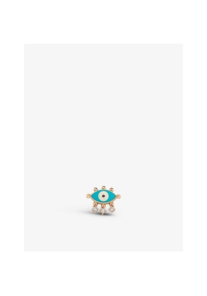 Womens La Maison Couture Selda Jewellery Evil Eye 14ct Rose-Gold, 0.08ct Diamond and Enamel Single Stud Earring