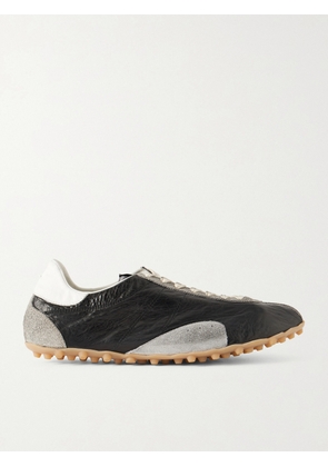 Maison Margiela - Sprinters Distressed Suede-Trimmed Leather Sneakers - Men - Black - EU 40