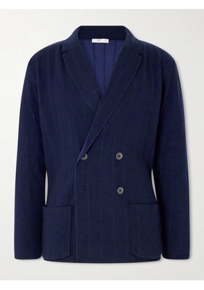 Inis Meáin - Double-Breasted Striped Wool, Cashmere and Cotton-Blend Blazer - Men - Blue - S