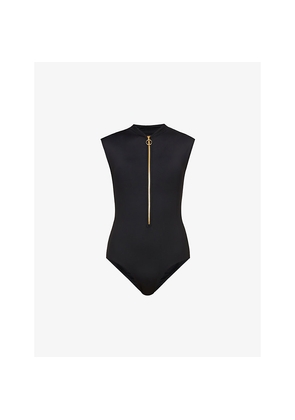 Womens Seafolly Collective Zip-Front Stretch-Nylon Swimsuit