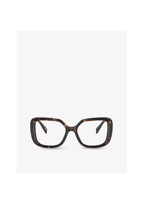 Womens Prada Pr 10Zv Square-Frame Tortoiseshell Acetate Optical Glasses
