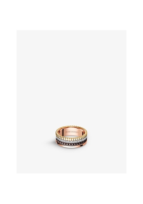 Mens Boucheron Quatre Classique 18ct Yellow-Gold, White-Gold, Pink-Gold and 0.24ct Diamond Ring