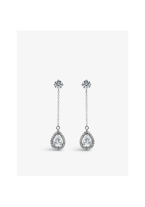 Womens Carat London Bee Borderset Pear-Shaped Sterling Silver and Cubic Zirconia Drop Earrings