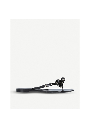 Womens Valentino Garavani Rockstud-Embellished Rubber Flip-Flops
