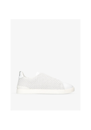Mens Zegna Triple Stitch Interwoven Leather Low-Top Trainers