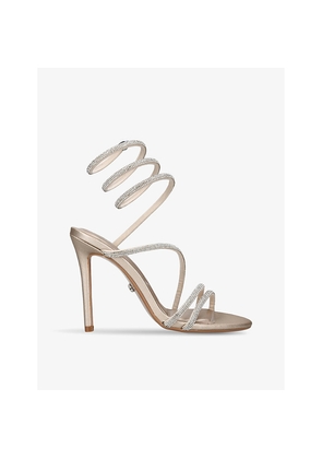 Womens Carvela Spiral 105 Crystal-Embellished Woven Heeled Sandals