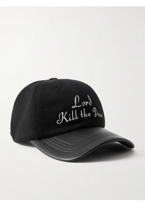 Enfants Riches Déprimés - Lord Kill The Pain Leather-Trimmed Embroidered Wool and Cashmere-Blend Baseball Cap - Men - Black