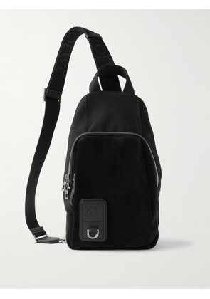 LOEWE - Flex Sling Leather and Suede-Trimmed Canvas Bag - Men - Black