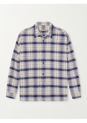 A.PRESSE - Checked Cotton and Silk-Blend Twill Shirt - Men - Blue - 1