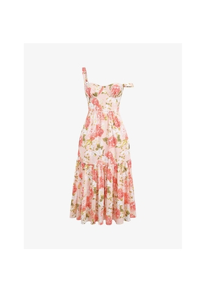 Womens House of CB Elia Floral-Print Stretch-Cotton Midi Dress