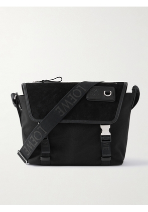 LOEWE - Leather-Trimmed Suede and Canvas Messenger Bag - Men - Black