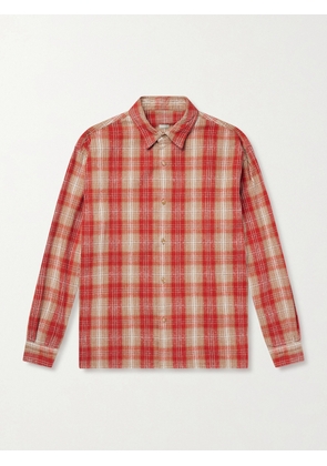 A.PRESSE - Checked Cotton and Silk-Blend Twill Shirt - Men - Red - 1