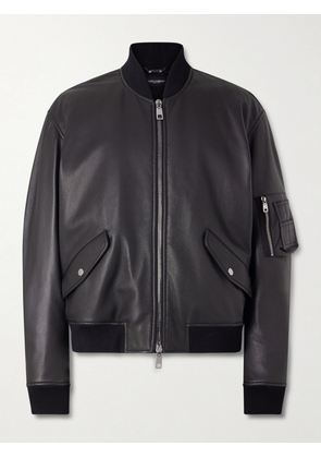 Dolce&Gabbana - Padded Full-Grain Leather Bomber Jacket - Men - Black - IT 46