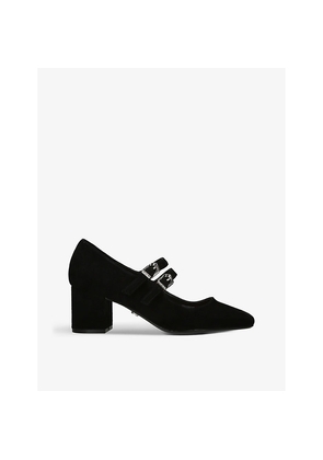 Womens Carvela Harper Front-Buckle Suede Heeled Courts