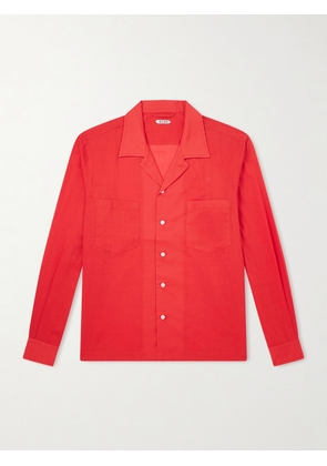 BODE - Camp-Collar Embroidered Cotton-Voile Shirt - Men - Red - S