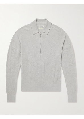 Oliver Spencer - Brice Ribbed Organic Cotton and Merino Wool-Blend Half-Zip Sweater - Men - Gray - S