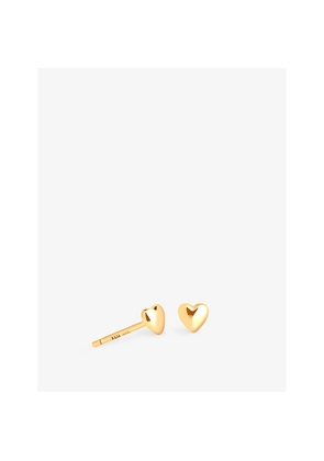Womens Astrid & Miyu Heart 18ct Yellow Gold-Plated Sterling-Silver Stud Earrings