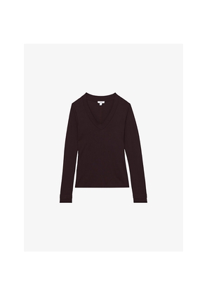 Womens Reiss Brady V-Neck Fine-Knit Top
