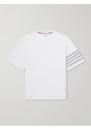 Thom Browne - Striped Cotton-Piqué T-Shirt - Men - White - 1