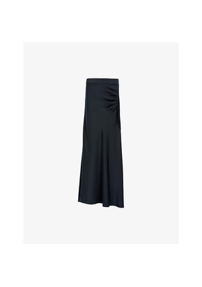 Womens Allsaints Alexia Side-Tie High-Rise Stretch-Woven Midi Skirt
