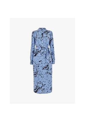 Womens Whistles Imrie Spot-Print Long-Sleeve Woven Midi Dress