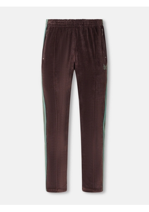 Needles - Bootcut Logo-Embroidered Striped Velour Track Pants - Men - Brown - S