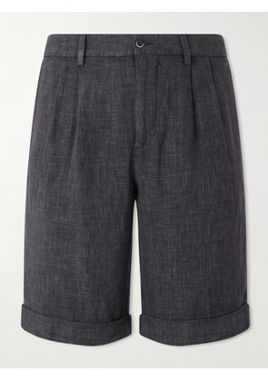 Barena - Scandola Simodo Straight-Leg Pleated Linen-Blend Gabardine Shorts - Men - Gray - IT 46