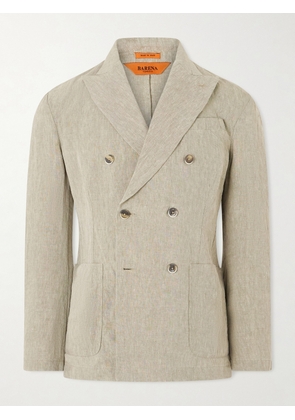 Barena - Siroco Marte Double-Breasted Linen Suit Jacket - Men - Green - IT 46