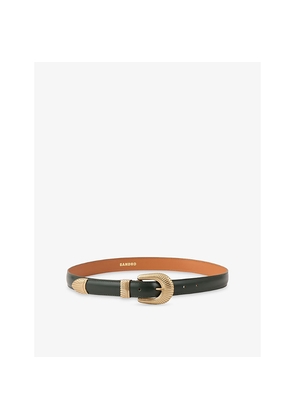 Womens Sandro Eve Metal-Hardware Leather Belt