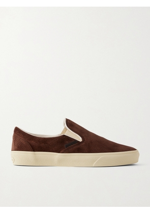 TOM FORD - Perforated Suede Slip-On Sneakers - Men - Brown - EU 40