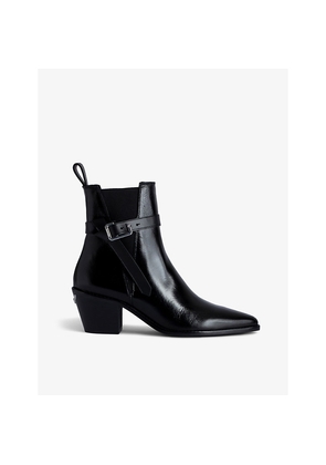Womens Zadig&Voltaire Tyler Buckle-Embellished Leather Ankle Boots
