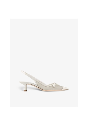 Womens Jimmy Choo Amita 45 Leather and Mesh Slingback Heels