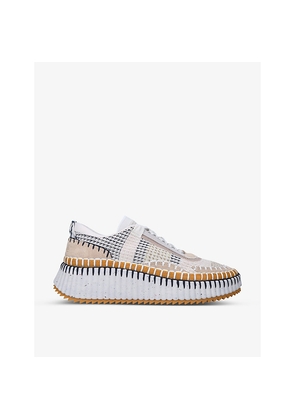 Womens Chloe Nama Embroidered Suede and Mesh Trainers
