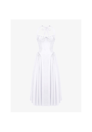 Womens House of CB Adabella Halter-Neck Floral-Print Cotton-Blend Midi Dress