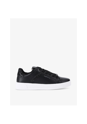 Womens Carvela Daze Jewel-Embellished Faux-Leather Low-Top Trainers