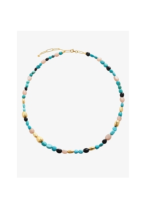 Womens Monica Vinader Rio Multi 18ct Yellow Gold-Plated Vermeil Sterling-Silver, Turquoise, Peach Moonstone and Black Onyx Beaded Necklace